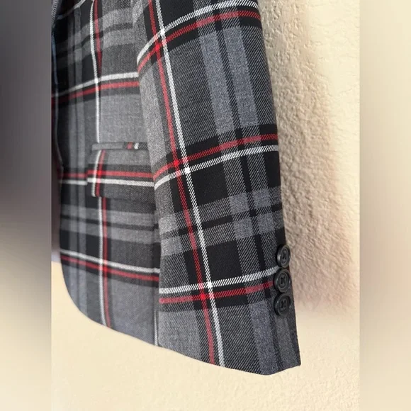 Brooks Brothers Boys Two-Button Charcoal Plaid Wool Suit Jacket - Size 6 - Picture 5 of 7